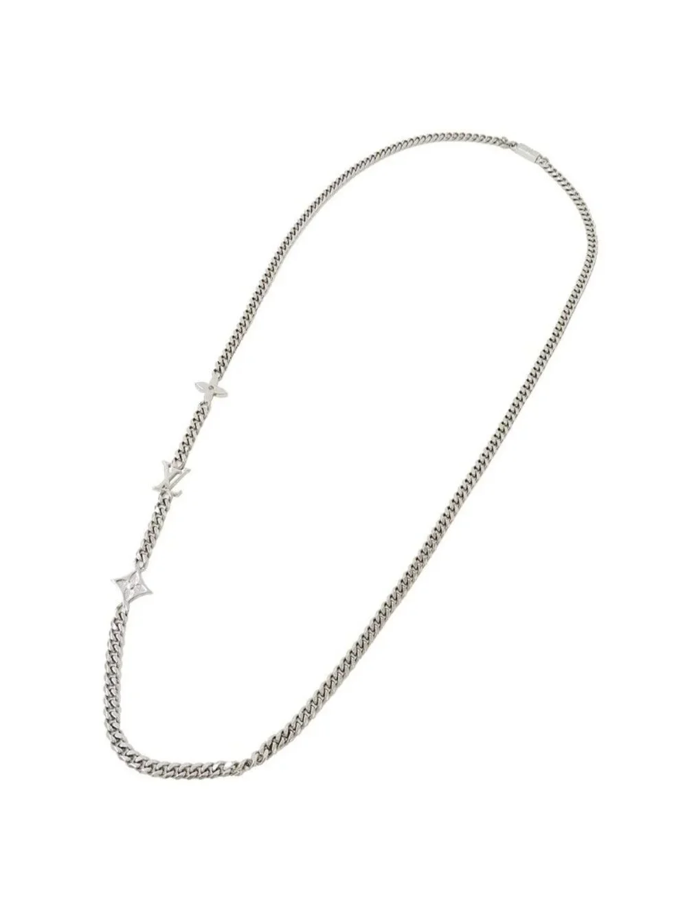 Louis Vuitton Necklace Metal Monogram Low Silver Logo Chain